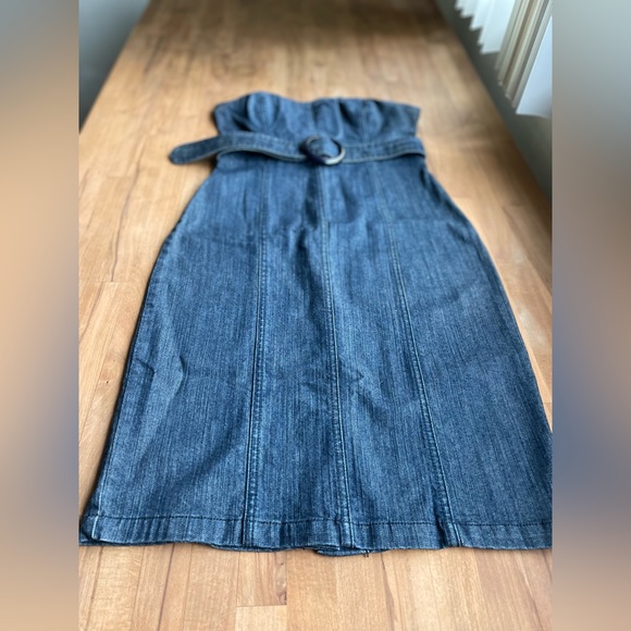 Vintage Forever 21 Belted Pencil Denim Dress, Size Small - Picture 2 of 11